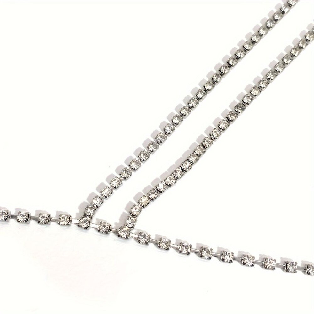 🆕 Rhinestones Criss cross Body Chain Bra Jewelry Harness For Women - Picture 5 of 7